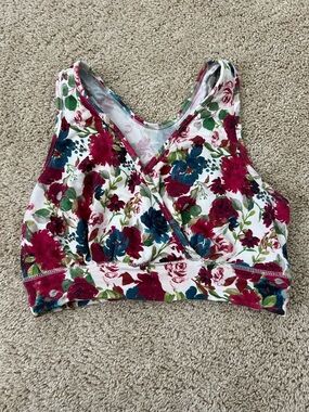 Kindred Bravely Floral Womens Medium-B Stretch V-Neck Nursing Sports Bra